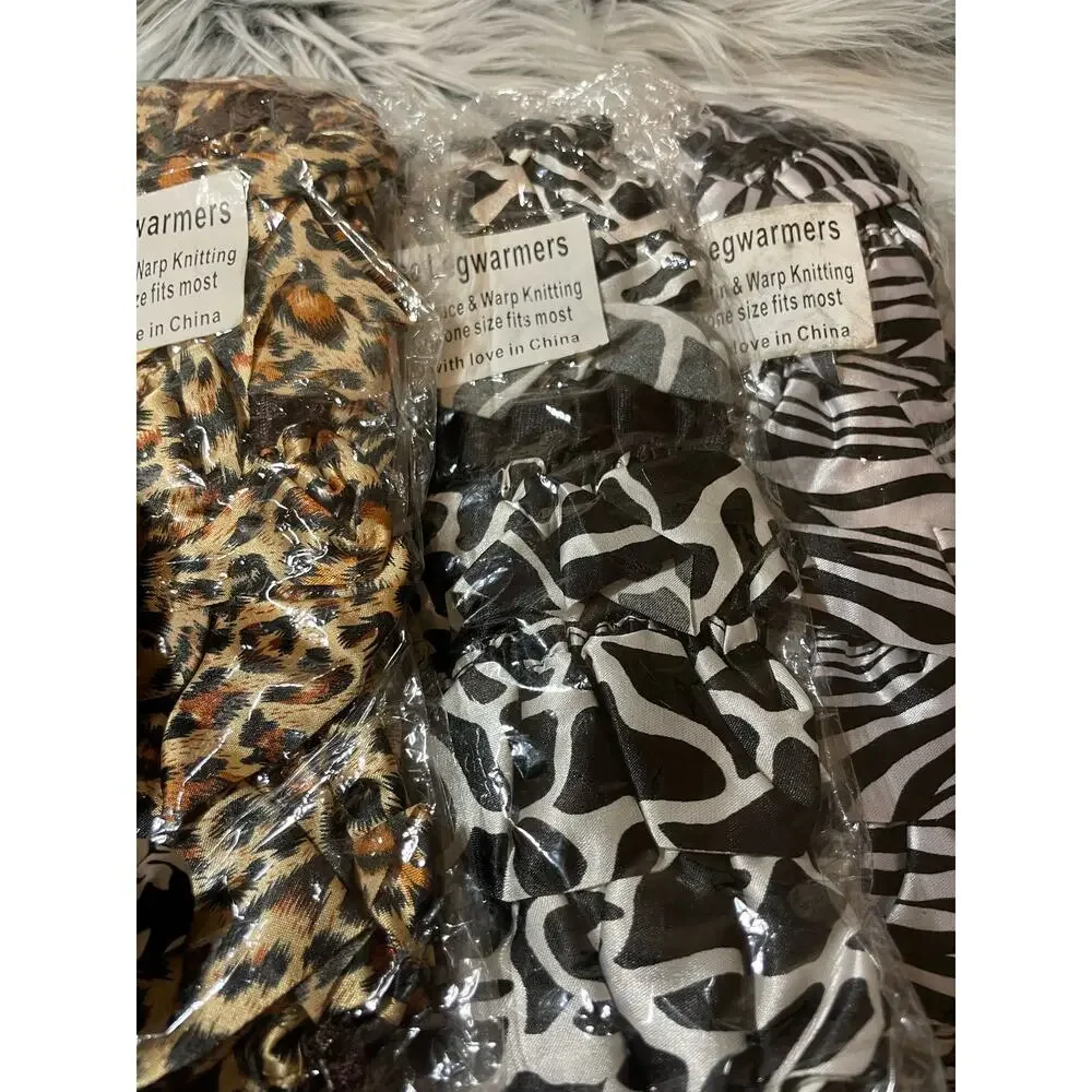 Satin legwarmers 6 pairs photo shoot toddler leopard zebra